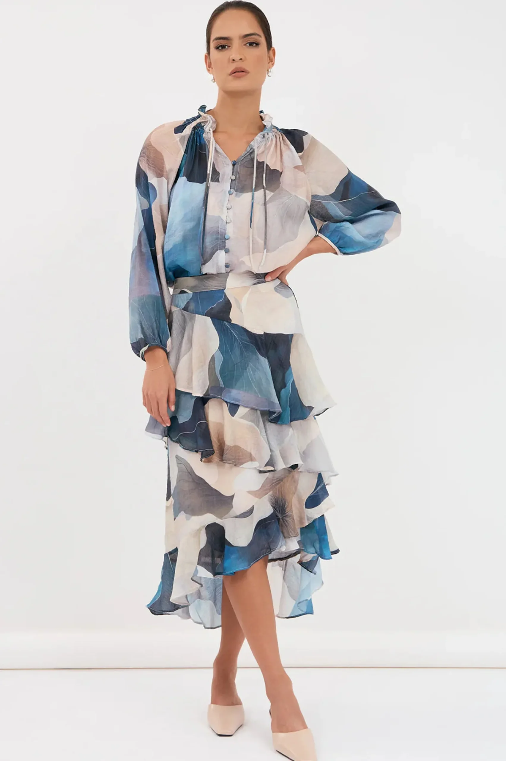 AD Peta Printed Frilled Skirt