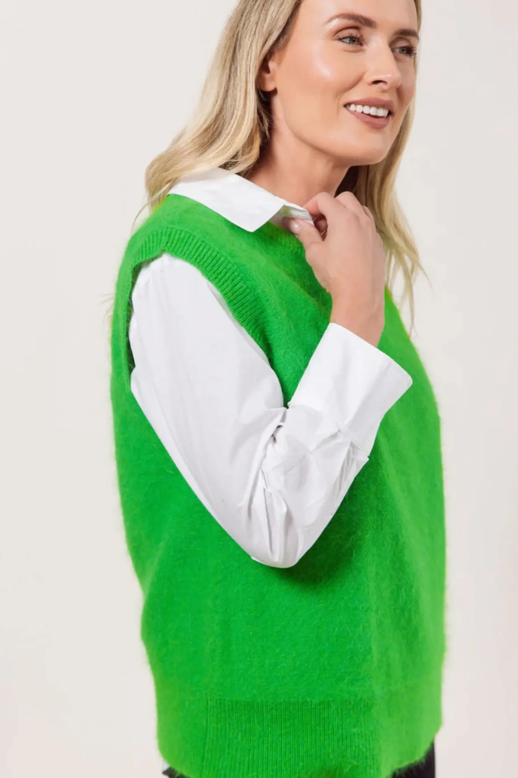 Angora Blend Knit Vest APPLE