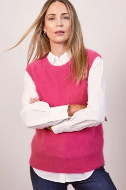 Angora Blend Knit Vest PINK