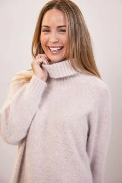 Angora Blend Roll Neck Sweater OATMEAL
