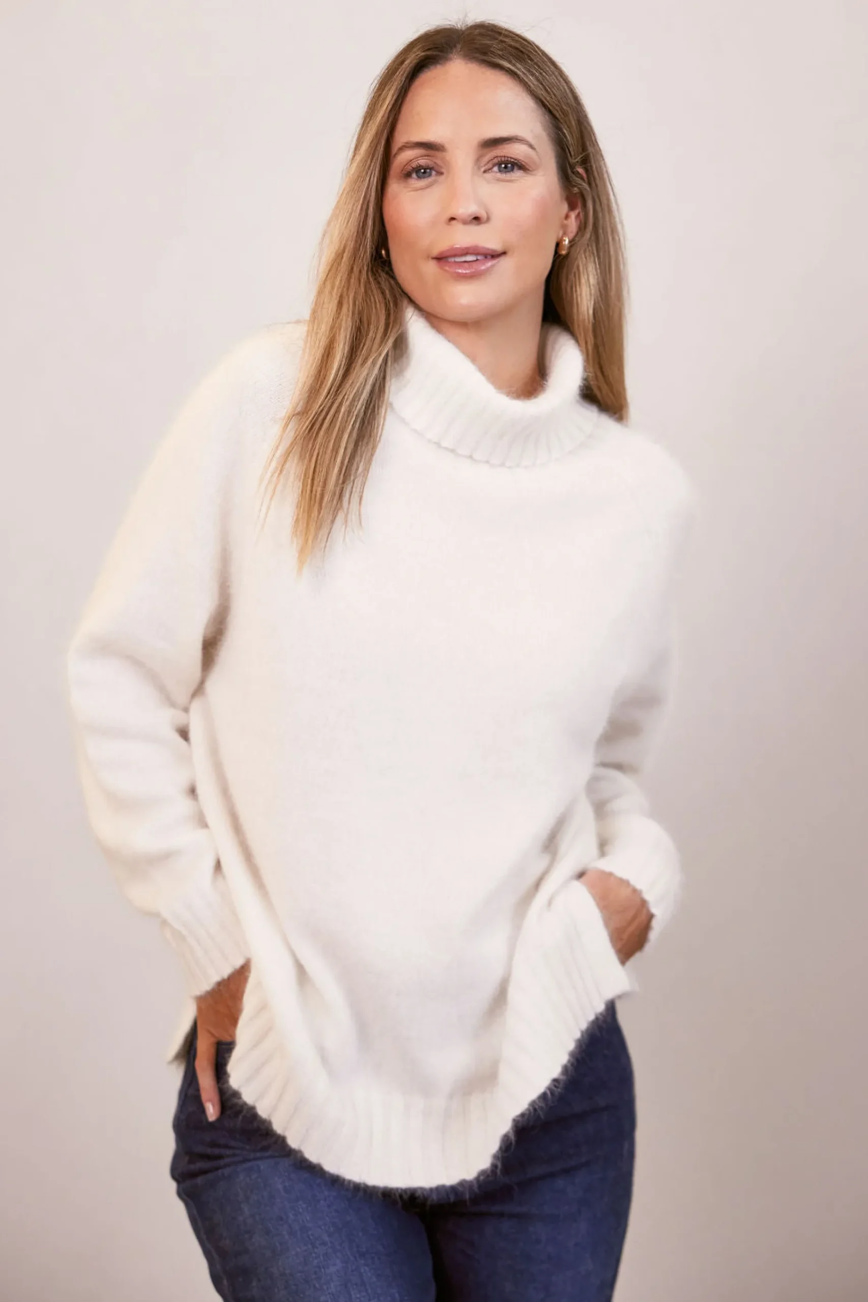 Angora Blend Roll Neck Sweater SNOW