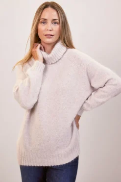 Angora Blend Roll Neck Sweater OATMEAL