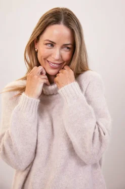 Angora Blend Roll Neck Sweater OATMEAL