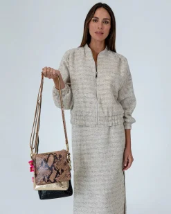 ARLINGTON MILNE Alexis Crossbody CARAMEL PYTHON