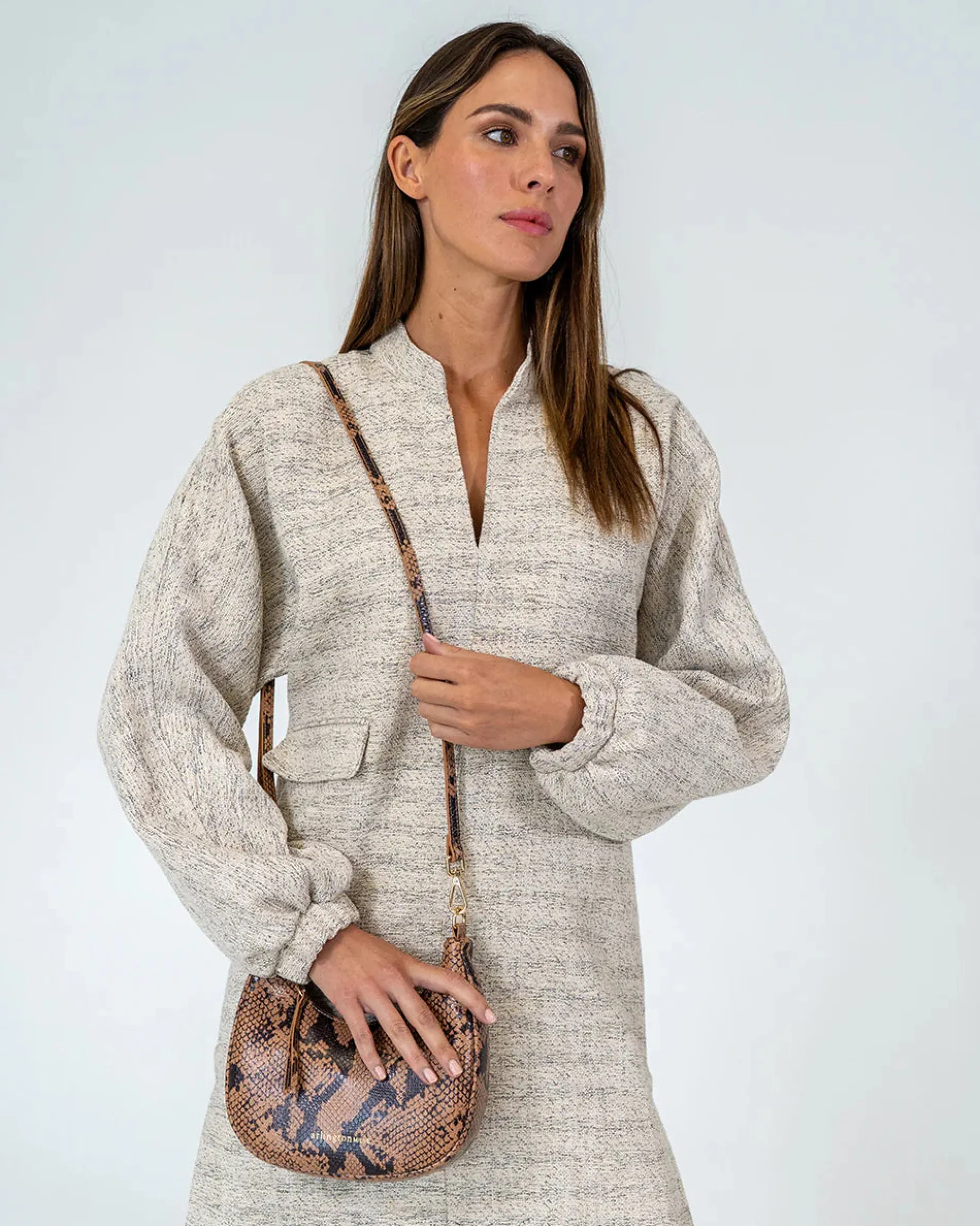 ARLINGTON MILNE Estella Bag CARAMEL PYTHON