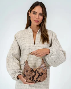ARLINGTON MILNE Estella Bag CARAMEL PYTHON