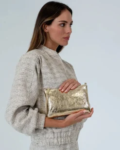 ARLINGTON MILNE Molly Crossbody Bag GOLD CRINKLE