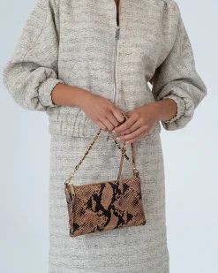 ARLINGTON MILNE Molly Crossbody Bag CARAMEL PYTHON