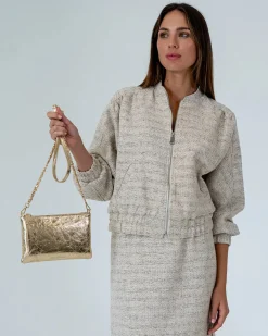 ARLINGTON MILNE Molly Crossbody Bag GOLD CRINKLE