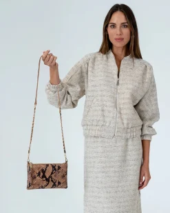 ARLINGTON MILNE Molly Crossbody Bag CARAMEL PYTHON