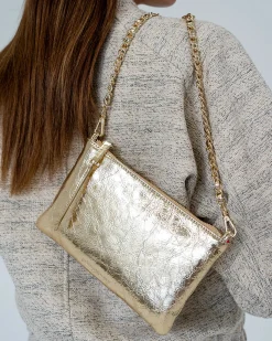 ARLINGTON MILNE Molly Crossbody Bag GOLD CRINKLE