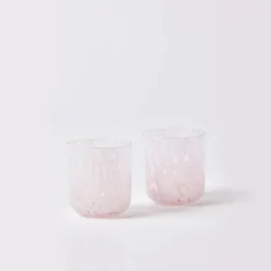 B&N23 Glass Tumblers Set 2 DOTS PINK