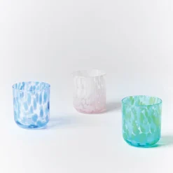 B&N23 Glass Tumblers Set 2 DOTS PINK