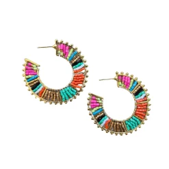 Beaded Hoop Earrings MULTI