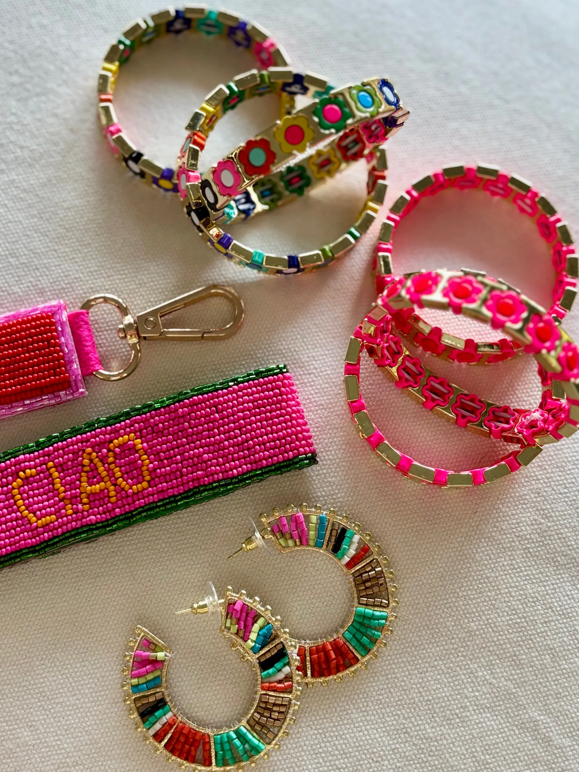 Beaded Hoop Earrings MULTI