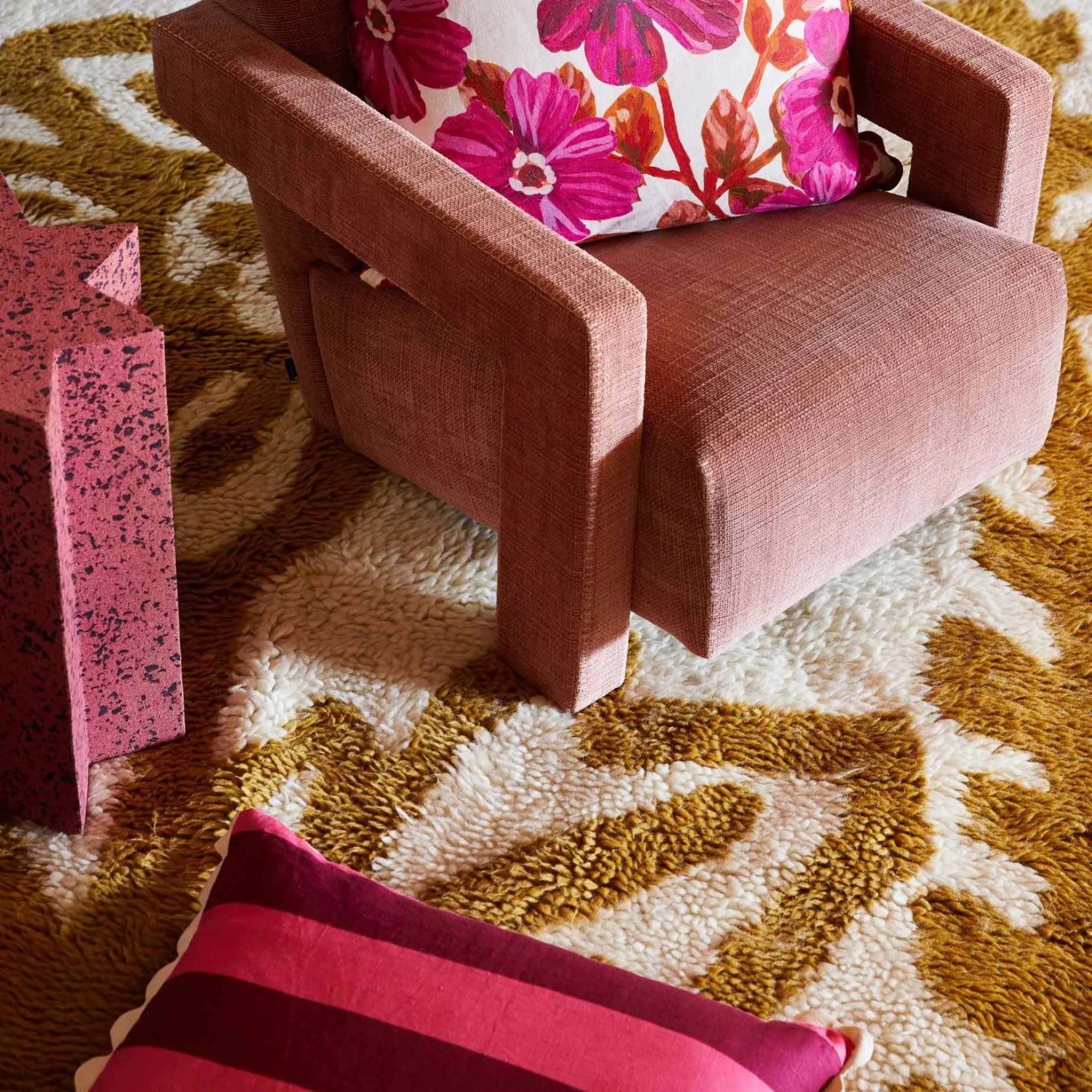 BONNIE & NEIL Big Stripe Cushion 60cm CERISE