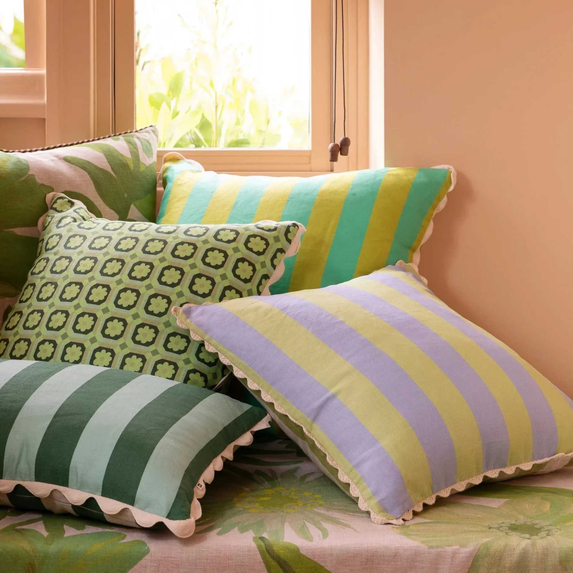 BONNIE & NEIL Bold Stripe Cushion 50cm BLUE LIME