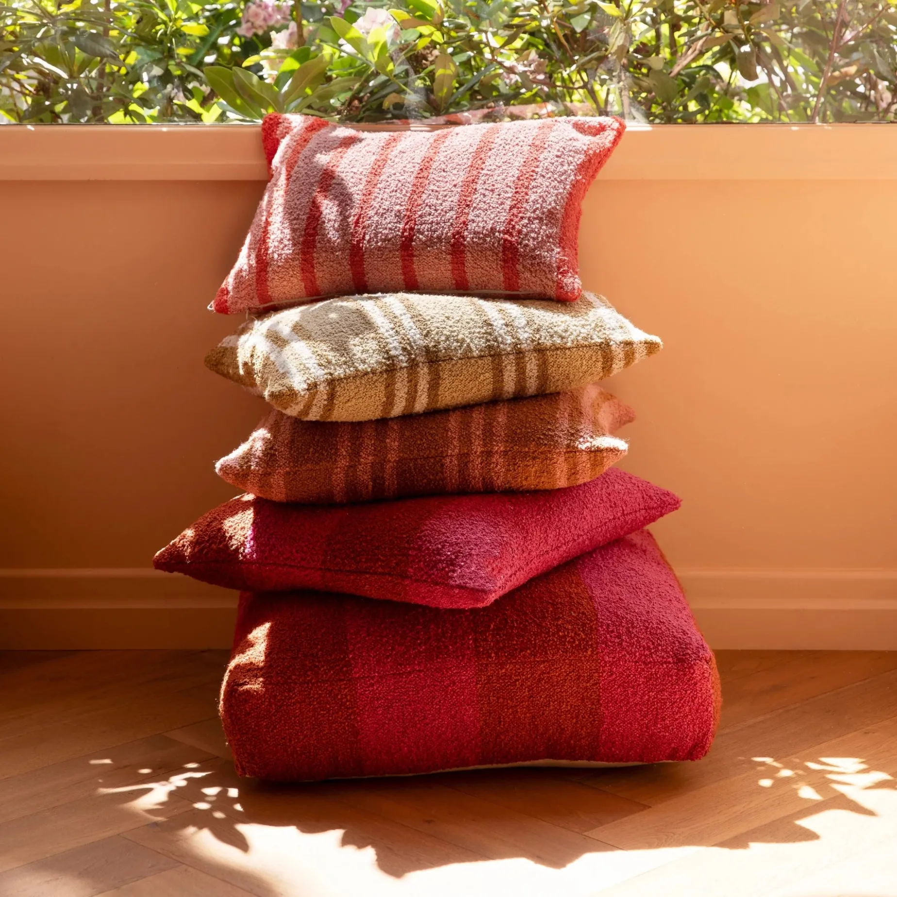 BONNIE & NEIL Boucle Thin Stripe Cushion 60 x 40 PINK