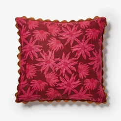 Bonnie & Neil Flannel Flower Cushion 60cm CERISE