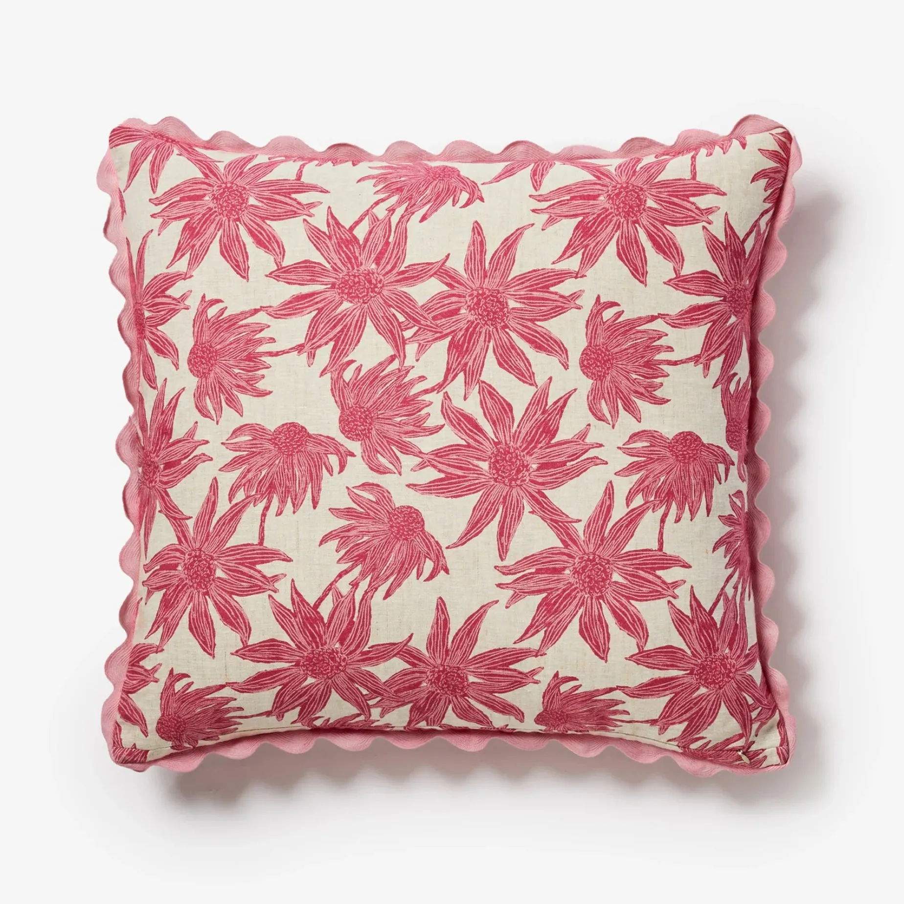 Bonnie & Neil Flannel Flower Cushion 60cm PINK