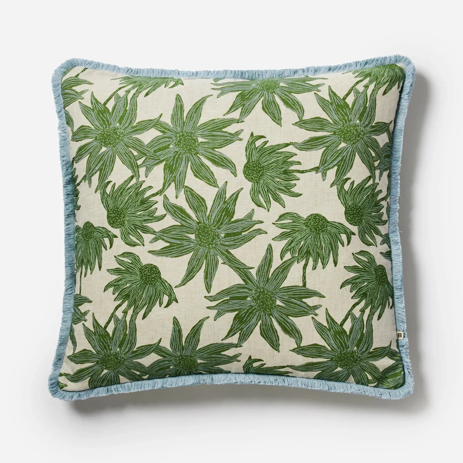 Bonnie & Neil Flannel Flower Cushion 60cm KHAKI