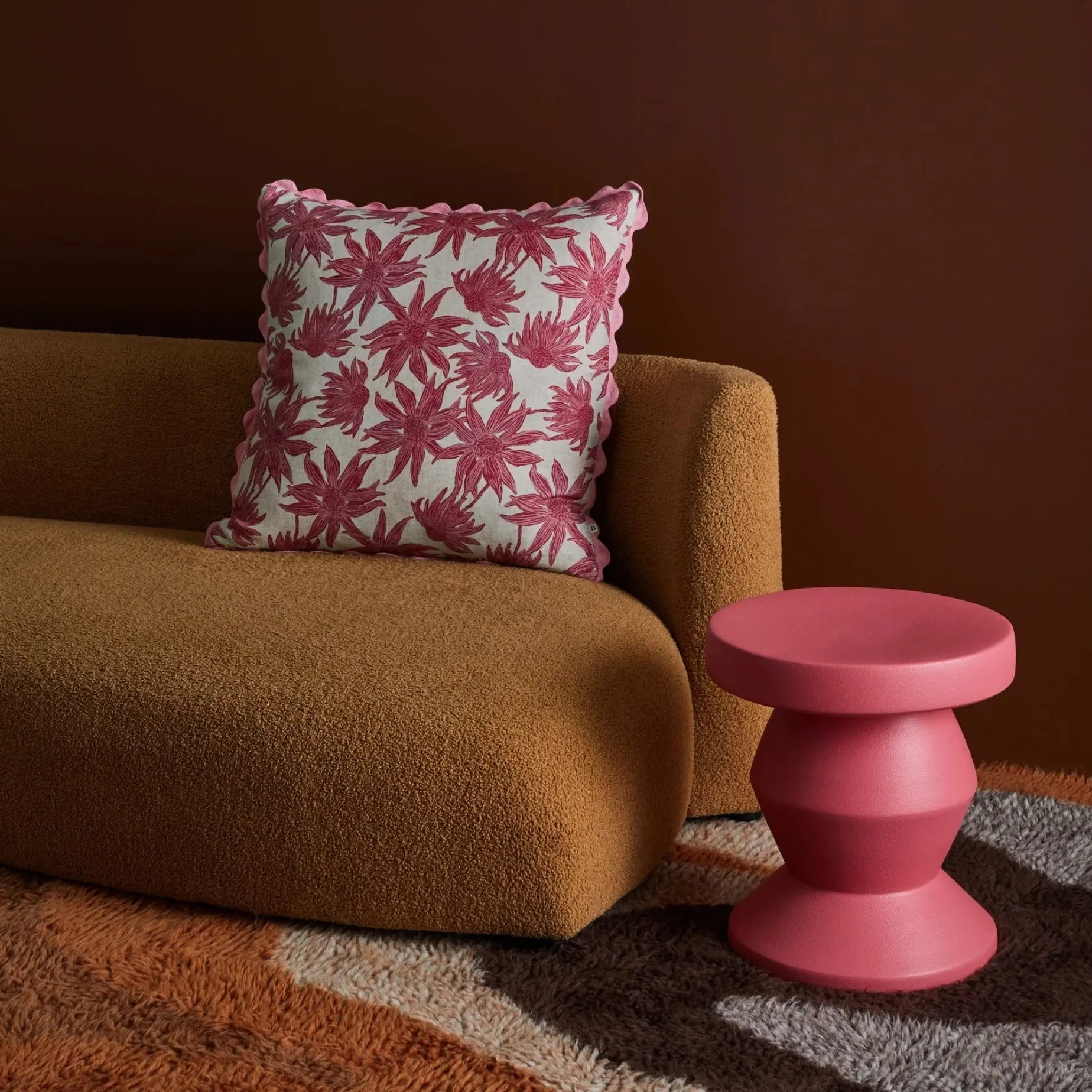 Bonnie & Neil Flannel Flower Cushion 60cm PINK