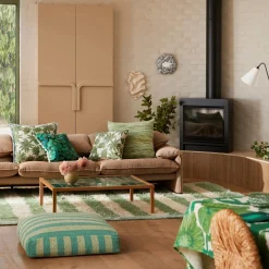 Bonnie & Neil Flannel Flower Cushion 60cm KHAKI