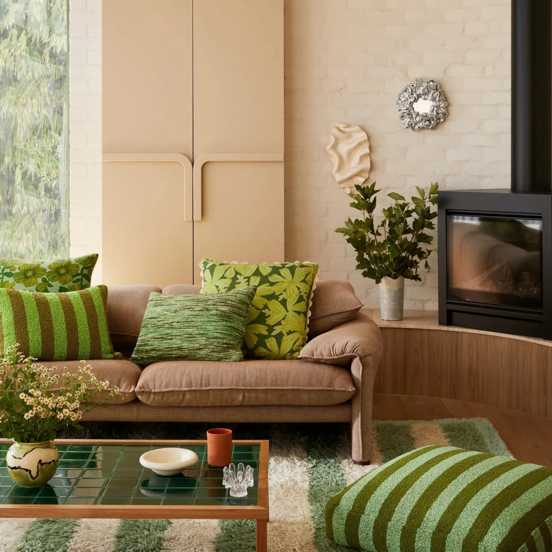 Bonnie & Neil Mave Cushion 60cm KHAKI