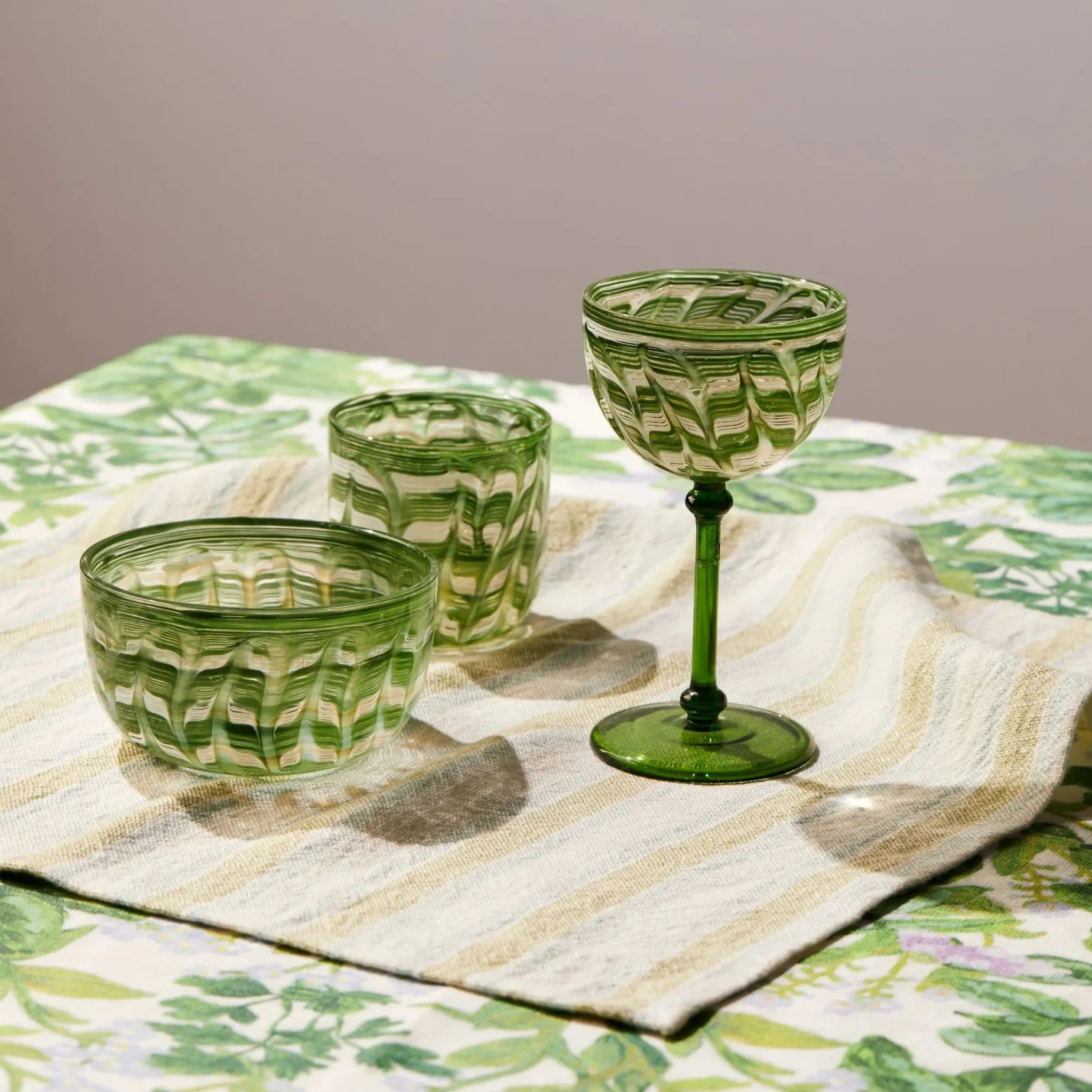 BONNIE & NIEL Watercolour Tumblers SET 2 GREEN