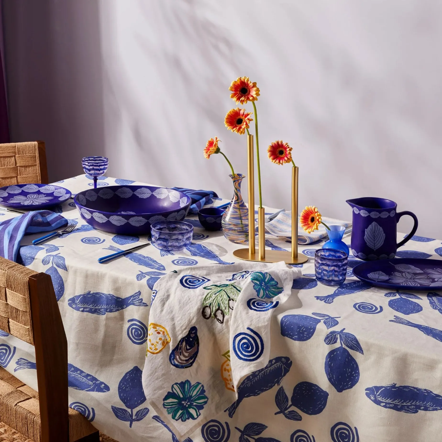 BONNIE & NIEL Watercolour Tumblers SET 2 BLUE