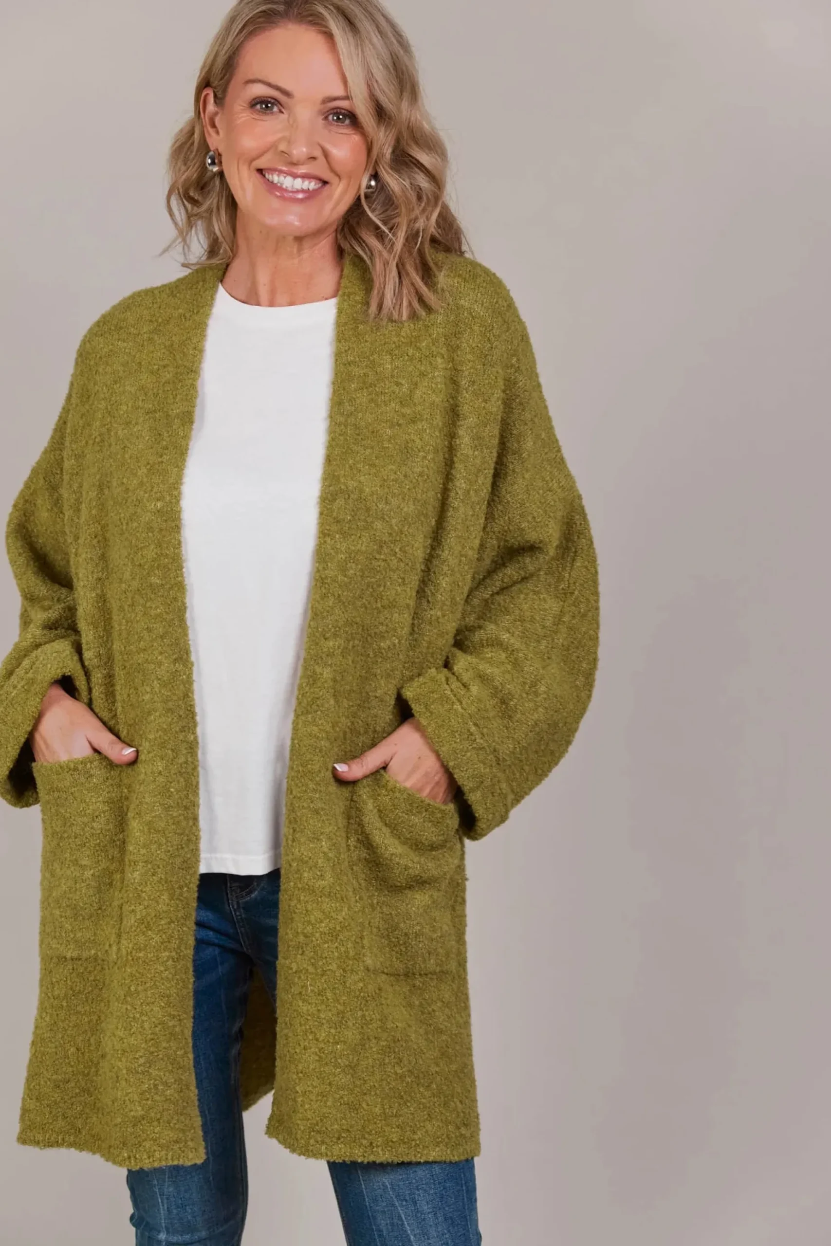 EB&IVE Folie Relaxed Cardigan CHARTREUSE