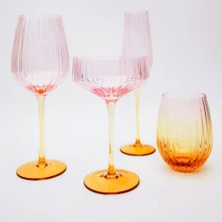 Ellie Stemless Glass PINK & YELLOW