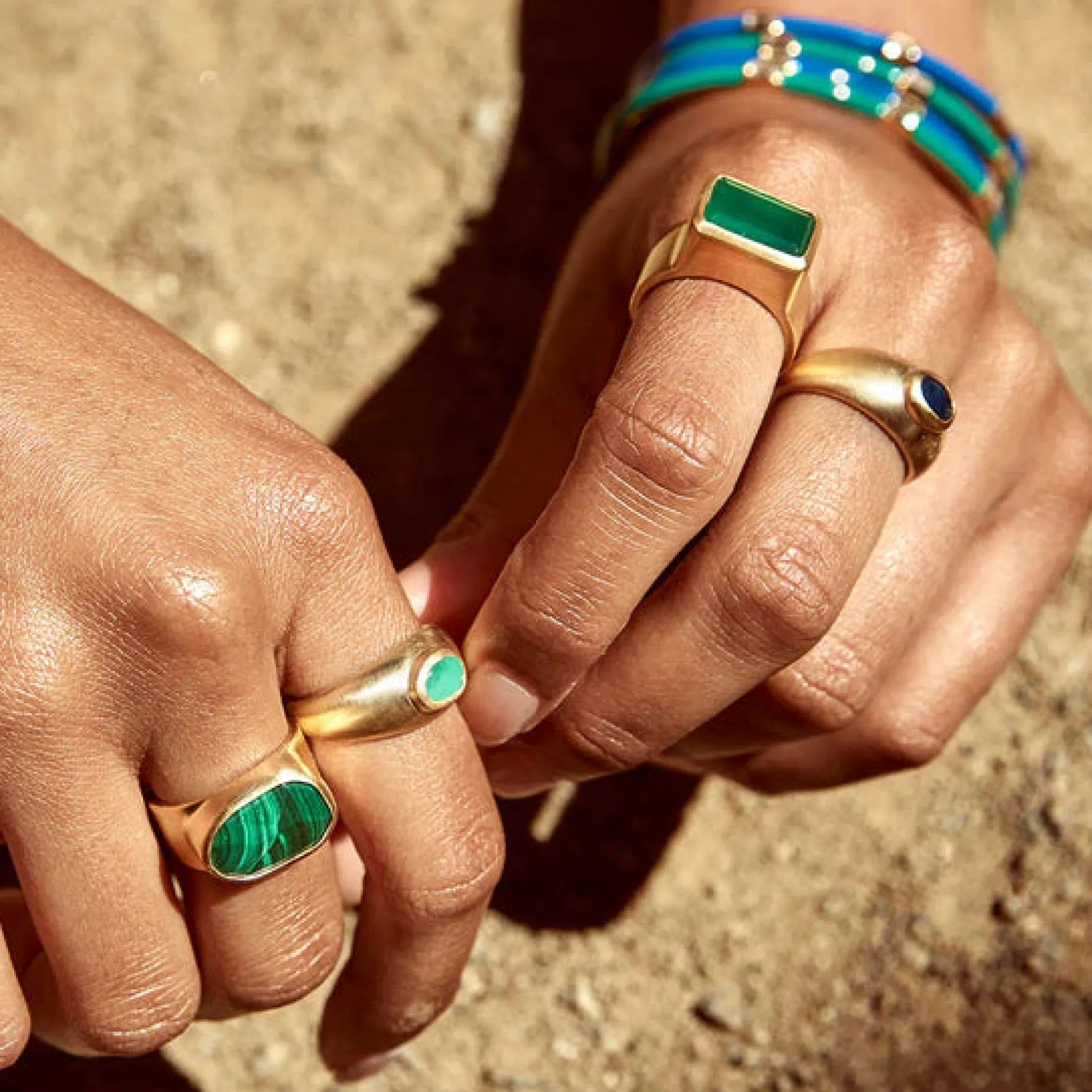 FAIRLEY Cocktail Ring GREEN AGATE