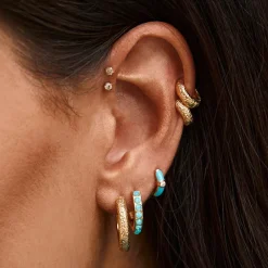 FAIRLEY Crystal Midi Hoops BLUE OPAL