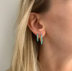 FAIRLEY Crystal Midi Hoops BLUE OPAL