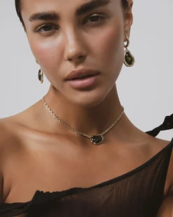 F+H Bean Chain Gemstone Choker PERIDOT