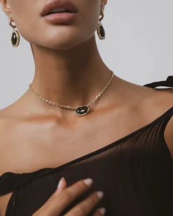 F+H Bean Chain Gemstone Choker PERIDOT