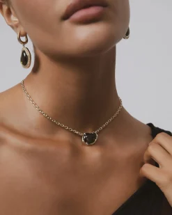 F+H Bean Chain Gemstone Choker PERIDOT