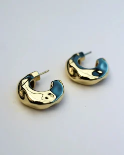 F+H Hammered Chubby Hoops GOLD