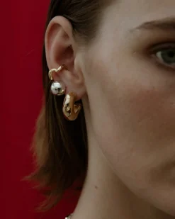 F+H Hammered Chubby Hoops GOLD
