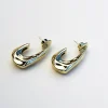 F+H Hook Hammered Earrings GOLD