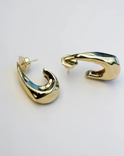 F+H Hook Hammered Earrings GOLD