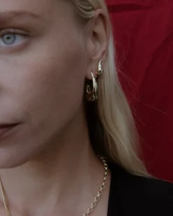 F+H Hook Hammered Earrings GOLD
