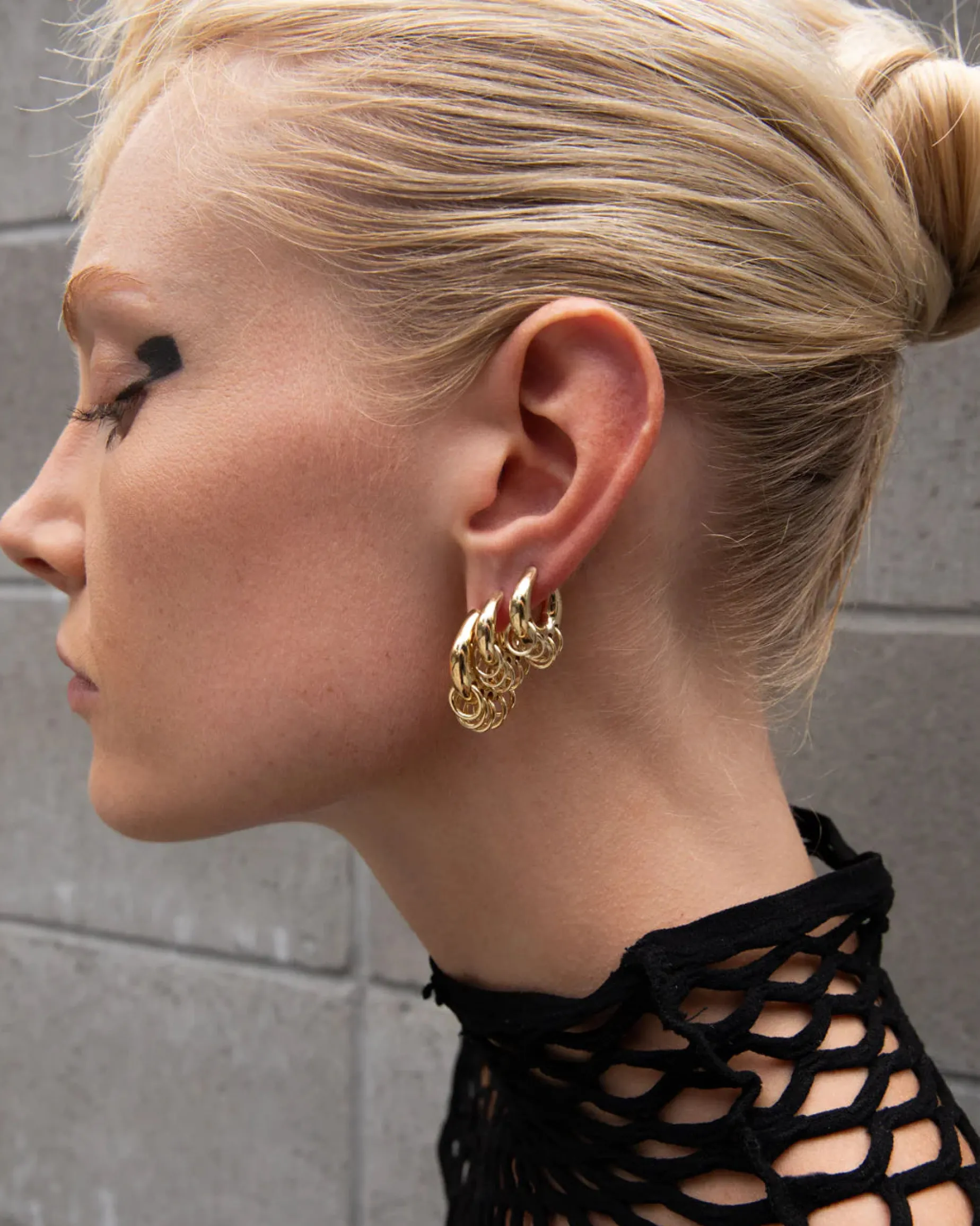 F+H Pierced Hoop Earrings Small GOLD