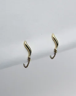 F+H Wave Chain Stud GOLD