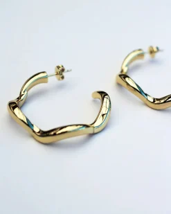 F+H Wave Hoop Earrings Large GOLD