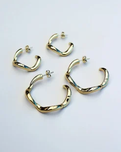 F+H Wave Hoop Earrings Large GOLD