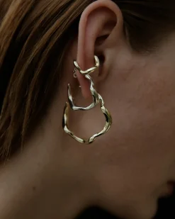 F+H Wave Hoop Earrings Large GOLD