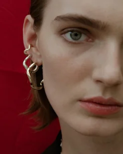 F+H Wave Hoop Earrings Large GOLD