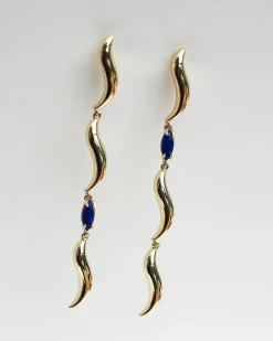 F+H Wipeout Drop Earrings LAPIS GOLD